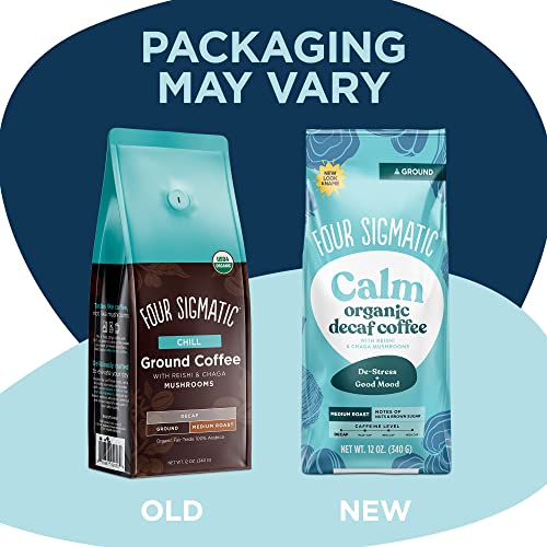 Four Sigmatic Focus Mushroom Coffee | Organic Ground Coffee with Lion's Mane Mushroom and Chaga for Better Focus and Immune Support | 12oz Bag