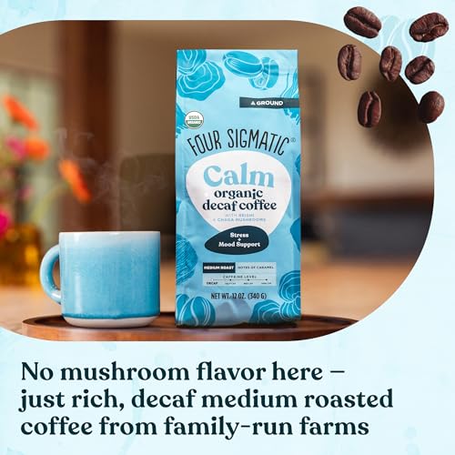 Four Sigmatic Focus Mushroom Coffee | Organic Ground Coffee with Lion's Mane Mushroom and Chaga for Better Focus and Immune Support | 12oz Bag