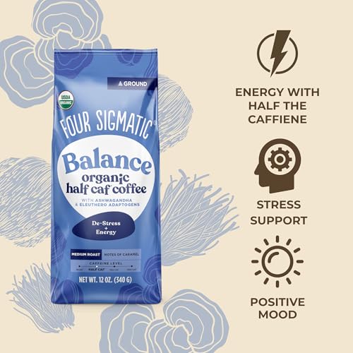 Four Sigmatic Focus Mushroom Coffee | Organic Ground Coffee with Lion's Mane Mushroom and Chaga for Better Focus and Immune Support | 12oz Bag