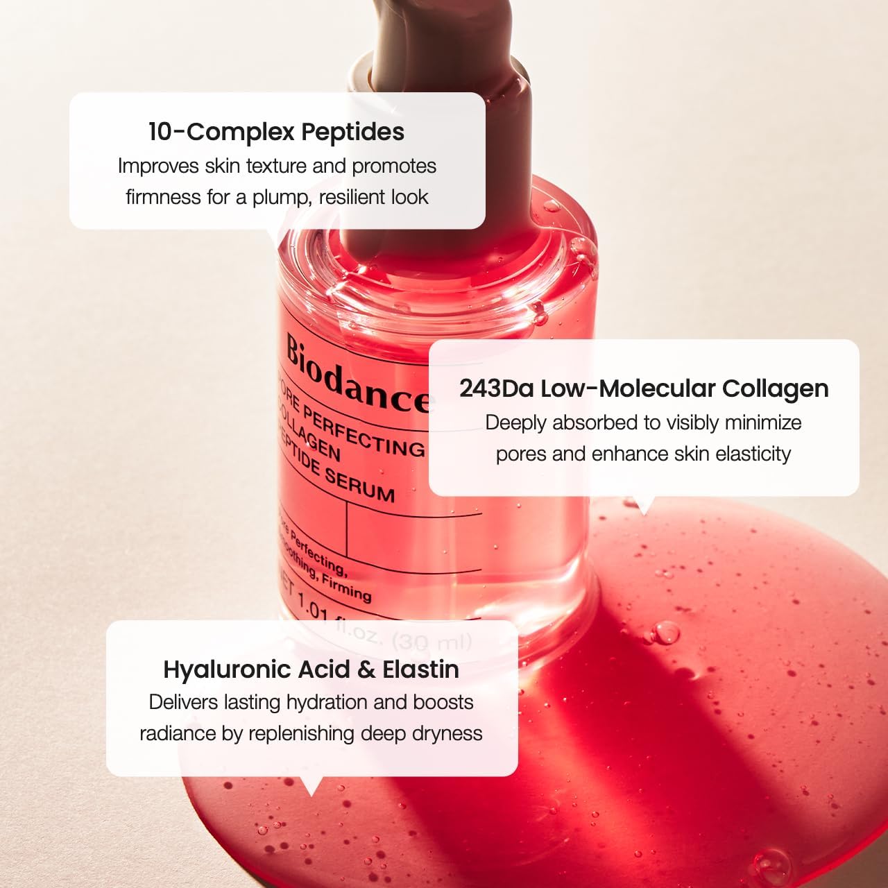 BIODANCE Pore Perfecting Collagen Peptide Serum, Skin Firming & Radiance, Plumping, Pore Care, Makeup Prep Serum for All Skin Types, Korean Skin Care, Valentines Day Gifts for Her | 1.01 fl.oz x 1 ea