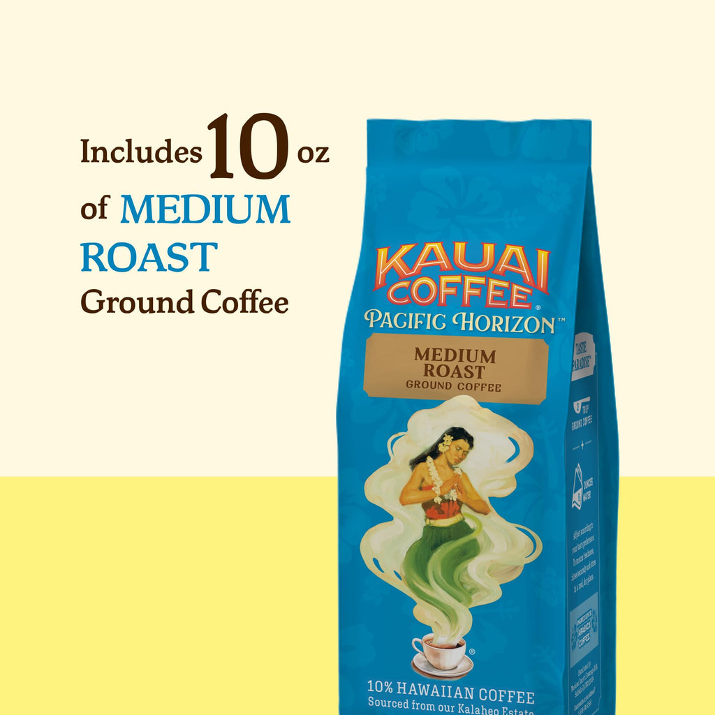 Kauai Coffee Ground Coffee – Smooth, Rich, Medium Roast – Nutty Caramel and Tropical Coconut – Arabica Coffee, 10% Hawaiian with No Bitterness – Coconut Caramel Crunch, 1 Pack of 10oz