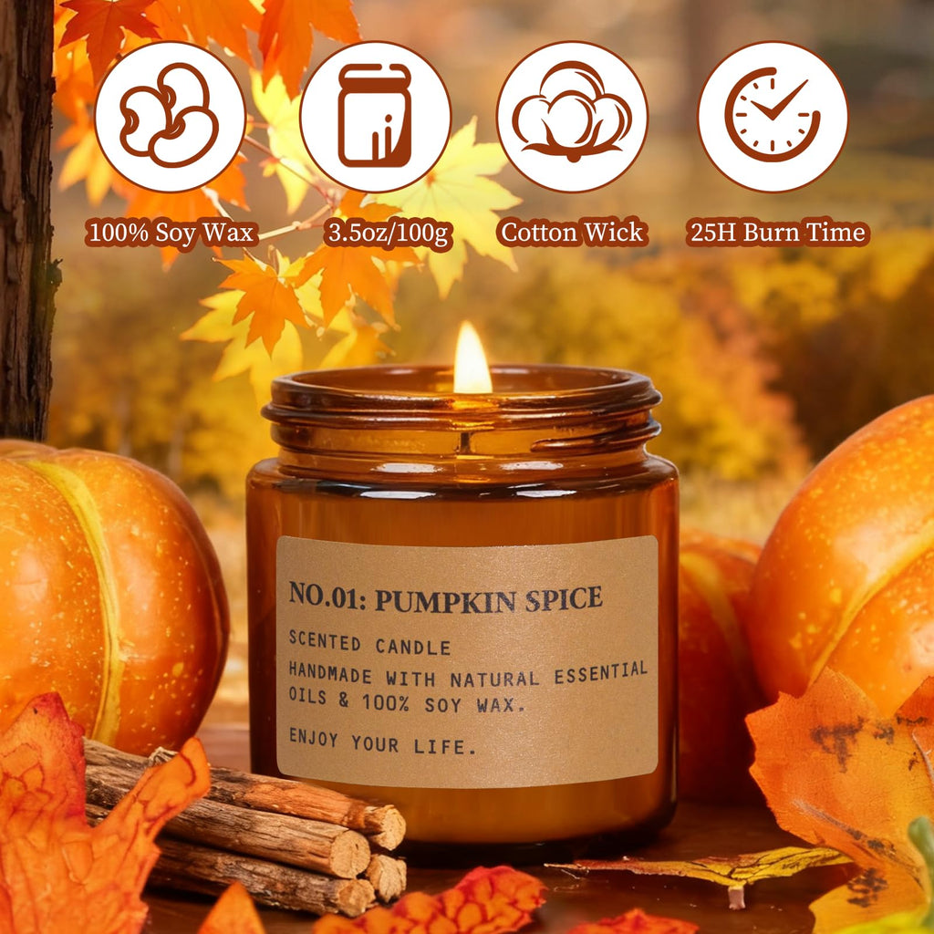 6 Pack Candles for Home Scented Aromatherapy Candle Gift Set for Women Soy Wax Long Lasting Amber Jar Candles Gift for Birthday Mother's Thanksgiving Day Present