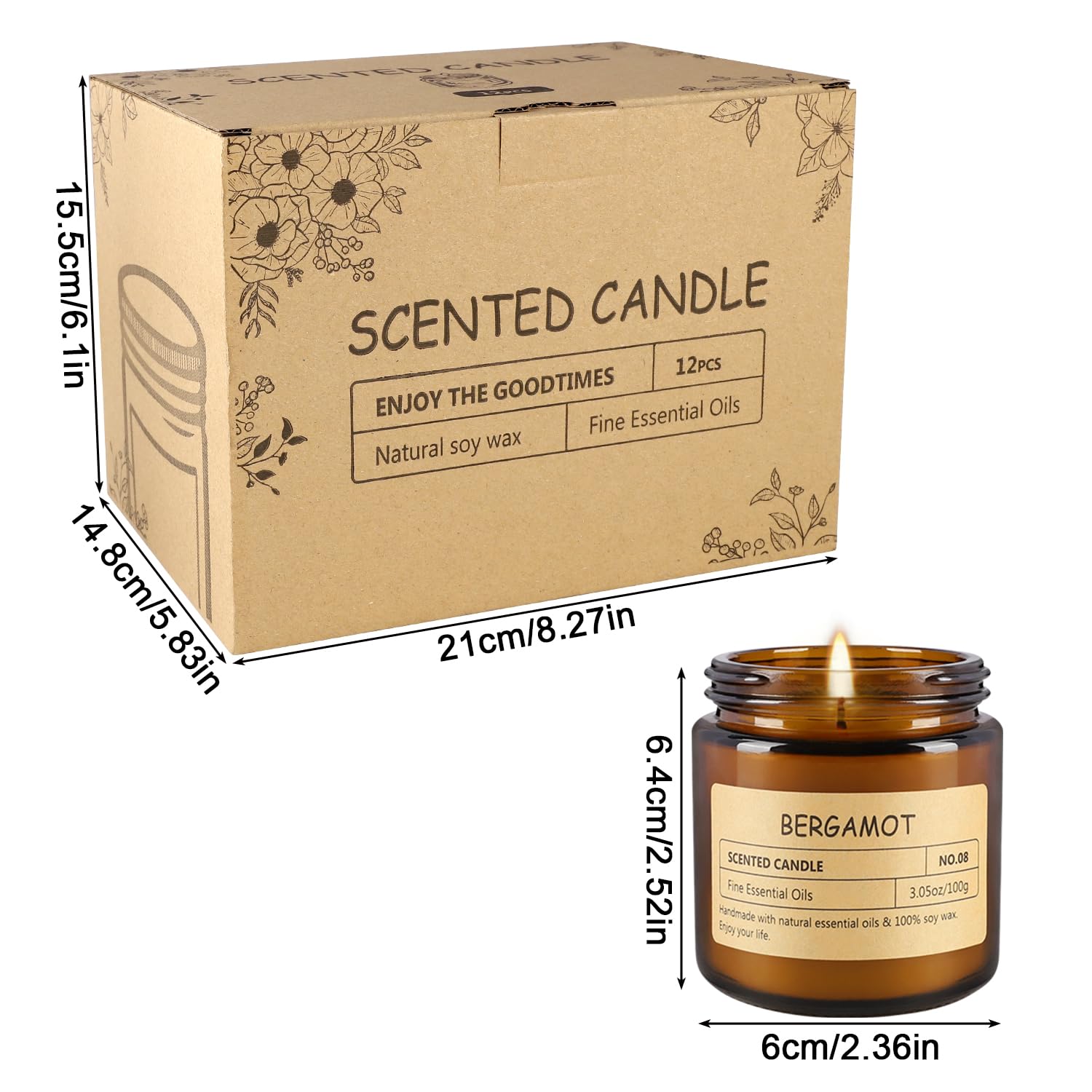 12Pack Scented Candle Set - Aromatherapy Candle Gift Set – Long Lasting Jar Candles for Men| Women, Ideal for Birthdays, Mother's Day Thanksgiving Gifts
