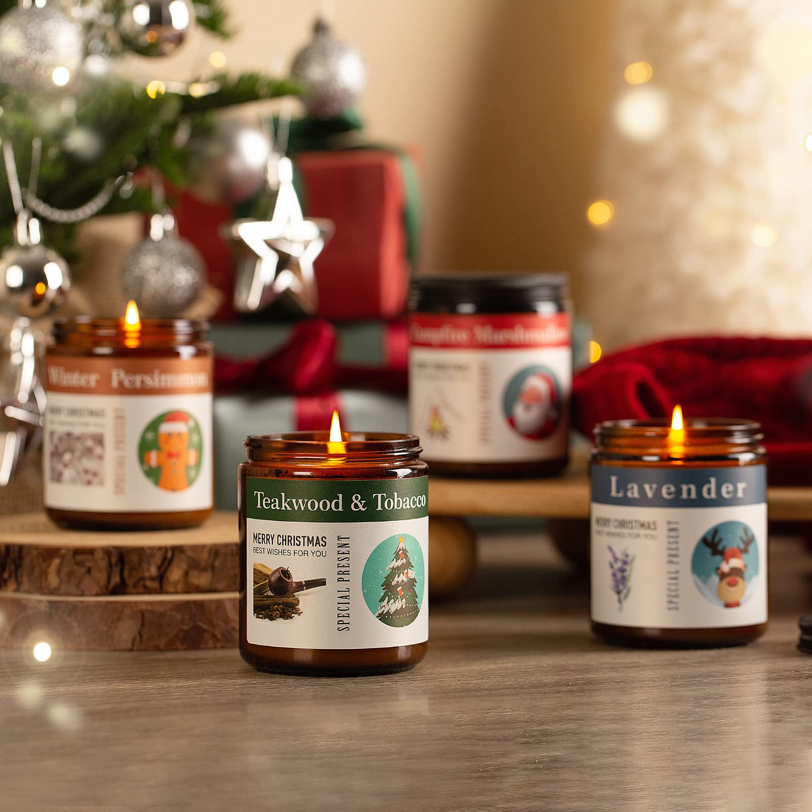 6 Pack Candles for Home Scented Aromatherapy Candle Gift Set for Women Soy Wax Long Lasting Amber Jar Candles Gift for Birthday Mother's Thanksgiving Day Present