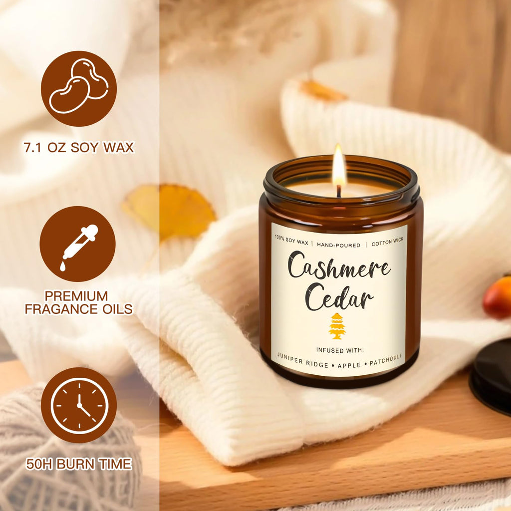 6 Pack Candles for Home Scented Aromatherapy Candle Gift Set for Women Soy Wax Long Lasting Amber Jar Candles Gift for Birthday Mother's Thanksgiving Day Present