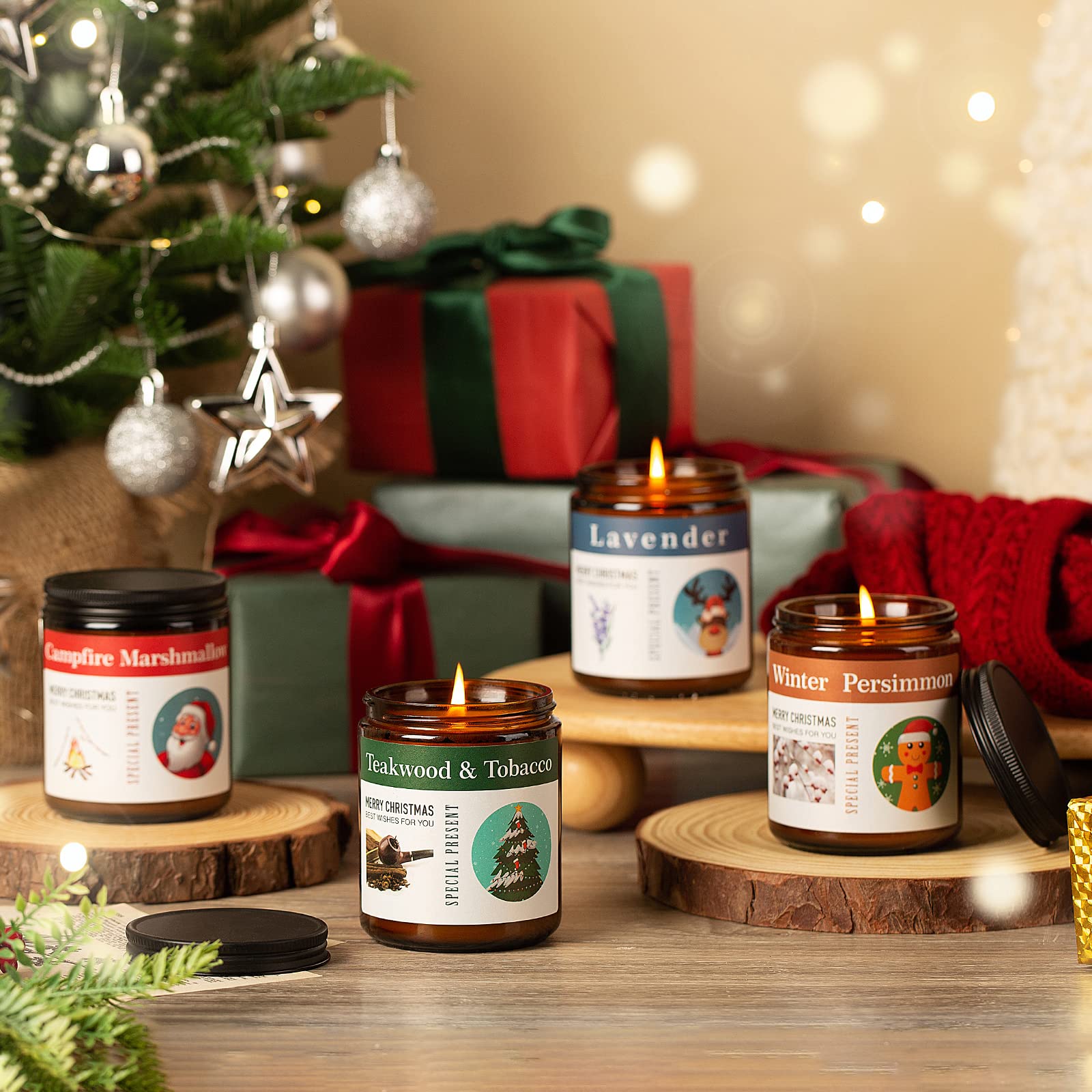 6 Pack Candles for Home Scented Aromatherapy Candle Gift Set for Women Soy Wax Long Lasting Amber Jar Candles Gift for Birthday Mother's Thanksgiving Day Present