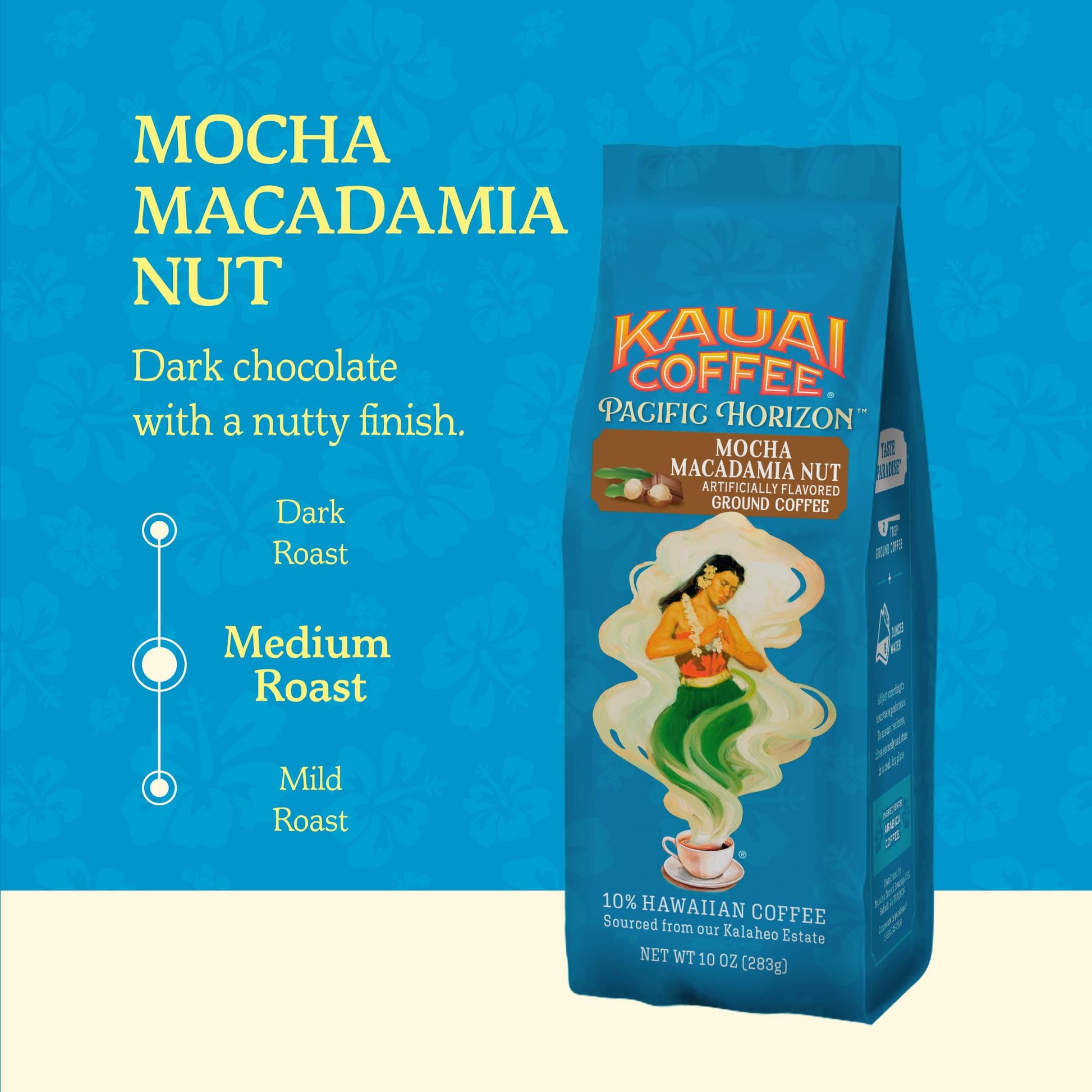 Kauai Coffee Ground Coffee – Smooth, Rich, Medium Roast – Nutty Caramel and Tropical Coconut – Arabica Coffee, 10% Hawaiian with No Bitterness – Coconut Caramel Crunch, 1 Pack of 10oz