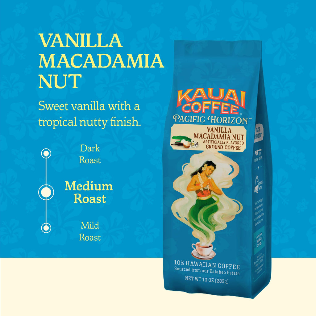 Kauai Coffee Ground Coffee – Smooth, Rich, Medium Roast – Nutty Caramel and Tropical Coconut – Arabica Coffee, 10% Hawaiian with No Bitterness – Coconut Caramel Crunch, 1 Pack of 10oz