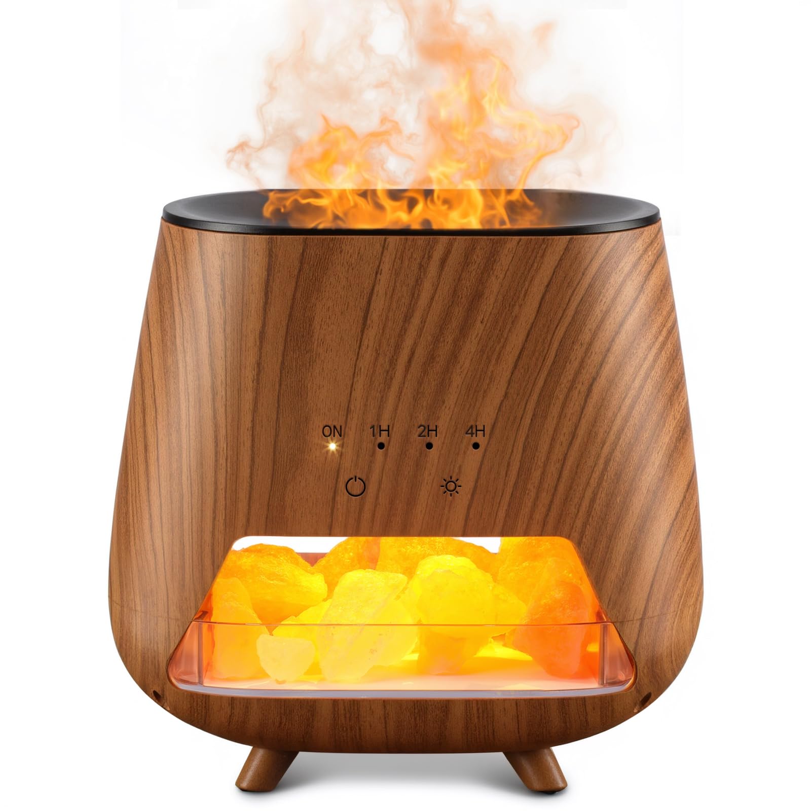 Essential Oil Diffuser for Home: 200ml Aromatherapy Diffuser with Himalayan Pink Salt Rock, Cool Mist Humidifier with Auto Off Function and 9 Colors LED Night Light for Bedroom