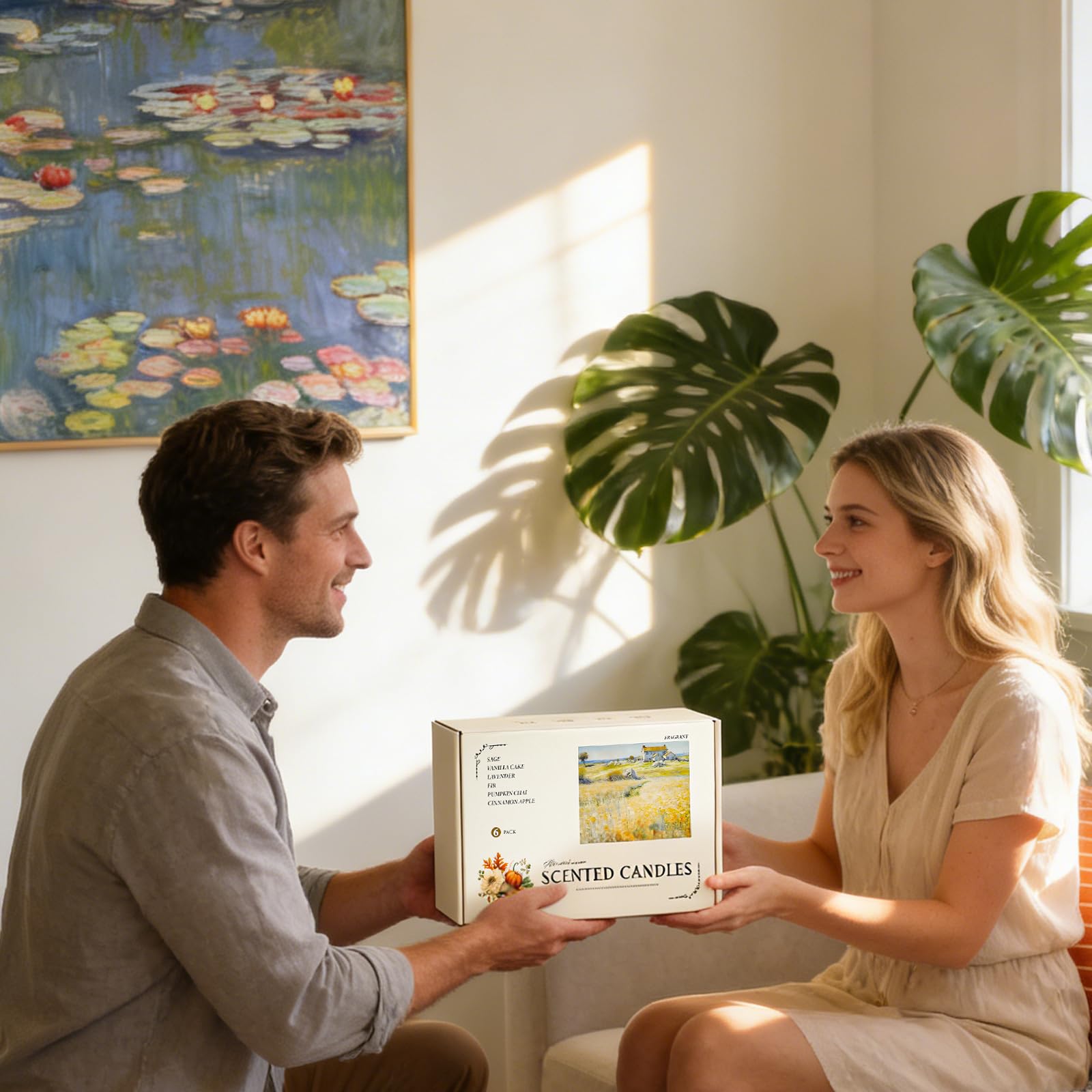 6 Pack Candles for Home Scented,Long Lasting Soy Candles for Home,Holiday Scented Candle Gift Set with Cinnamon Apple,Pumpkin Chai&Vanilla,Natural Aromatherapy Candles,Holiday Gifts for Women