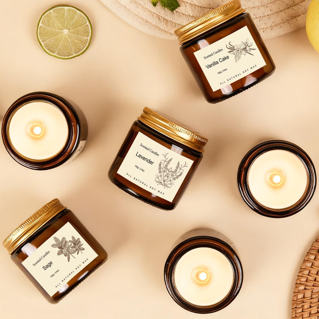 6 Pack Candles for Home Scented,Long Lasting Soy Candles for Home,Holiday Scented Candle Gift Set with Cinnamon Apple,Pumpkin Chai&Vanilla,Natural Aromatherapy Candles,Holiday Gifts for Women