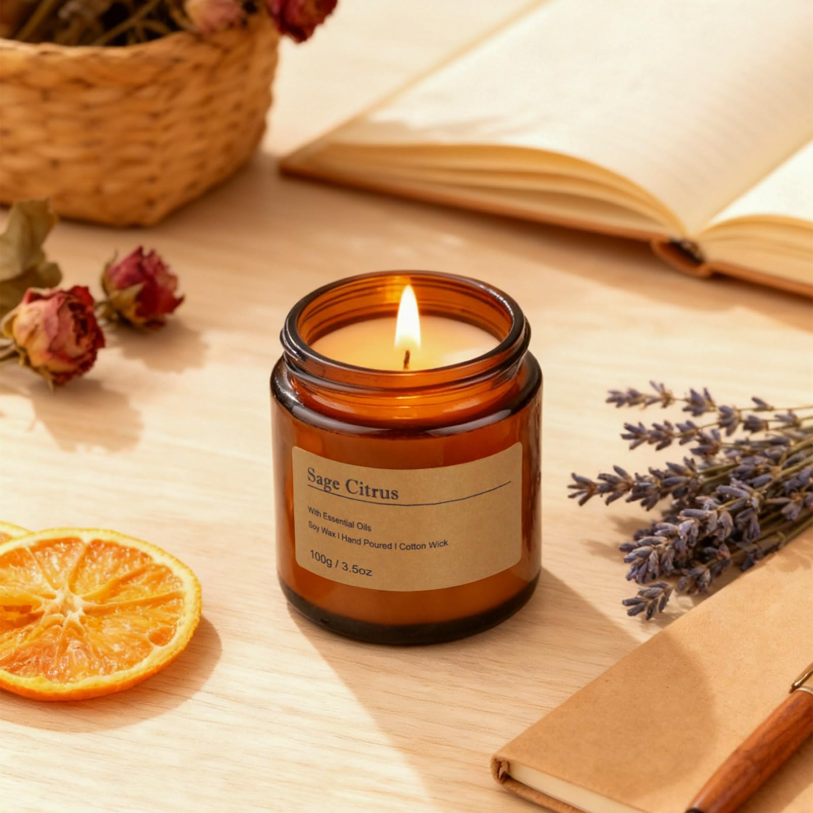 6 Pack Candles for Home Scented Aromatherapy Candle Gift Set for Women Soy Wax Long Lasting Amber Jar Candles Gift for Birthday Mother's Thanksgiving Day Present