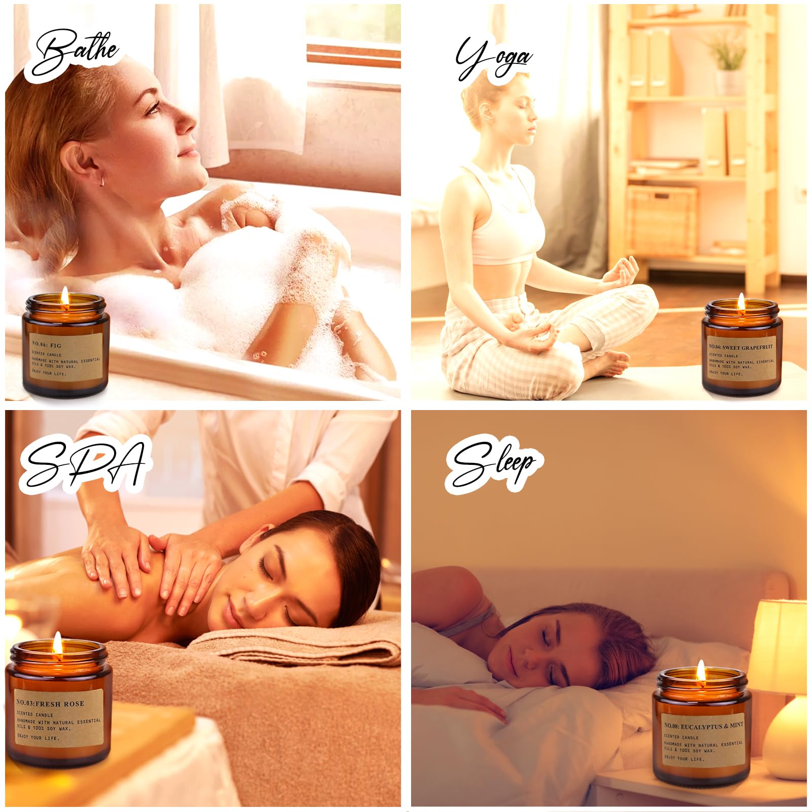 6 Pack Candles for Home Scented,Long Lasting Soy Candles for Home,Holiday Scented Candle Gift Set with Cinnamon Apple,Pumpkin Chai&Vanilla,Natural Aromatherapy Candles,Holiday Gifts for Women