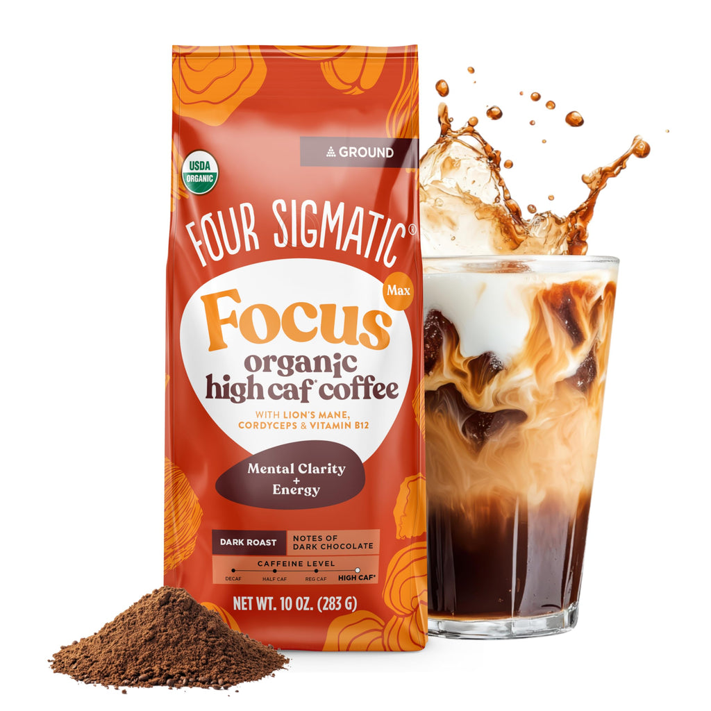 Four Sigmatic Focus Mushroom Coffee | Organic Ground Coffee with Lion's Mane Mushroom and Chaga for Better Focus and Immune Support | 12oz Bag