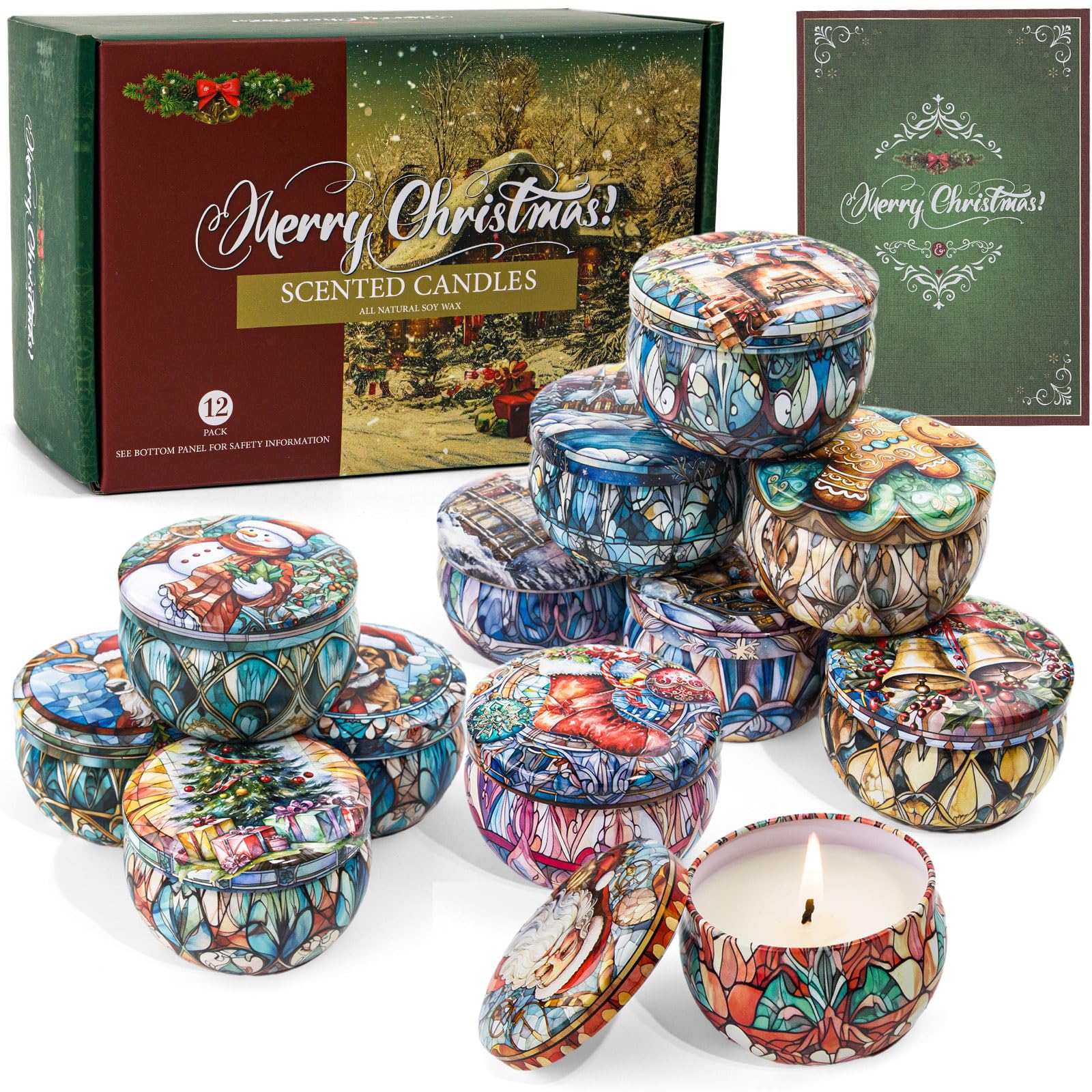 Scented Candles Gift Set,12 Pack Candles for Home Scented, 300 Hour Long Lasting Soy Wax Aromatherapy Candle Set, Birthday Gifts for Women with Gift Box