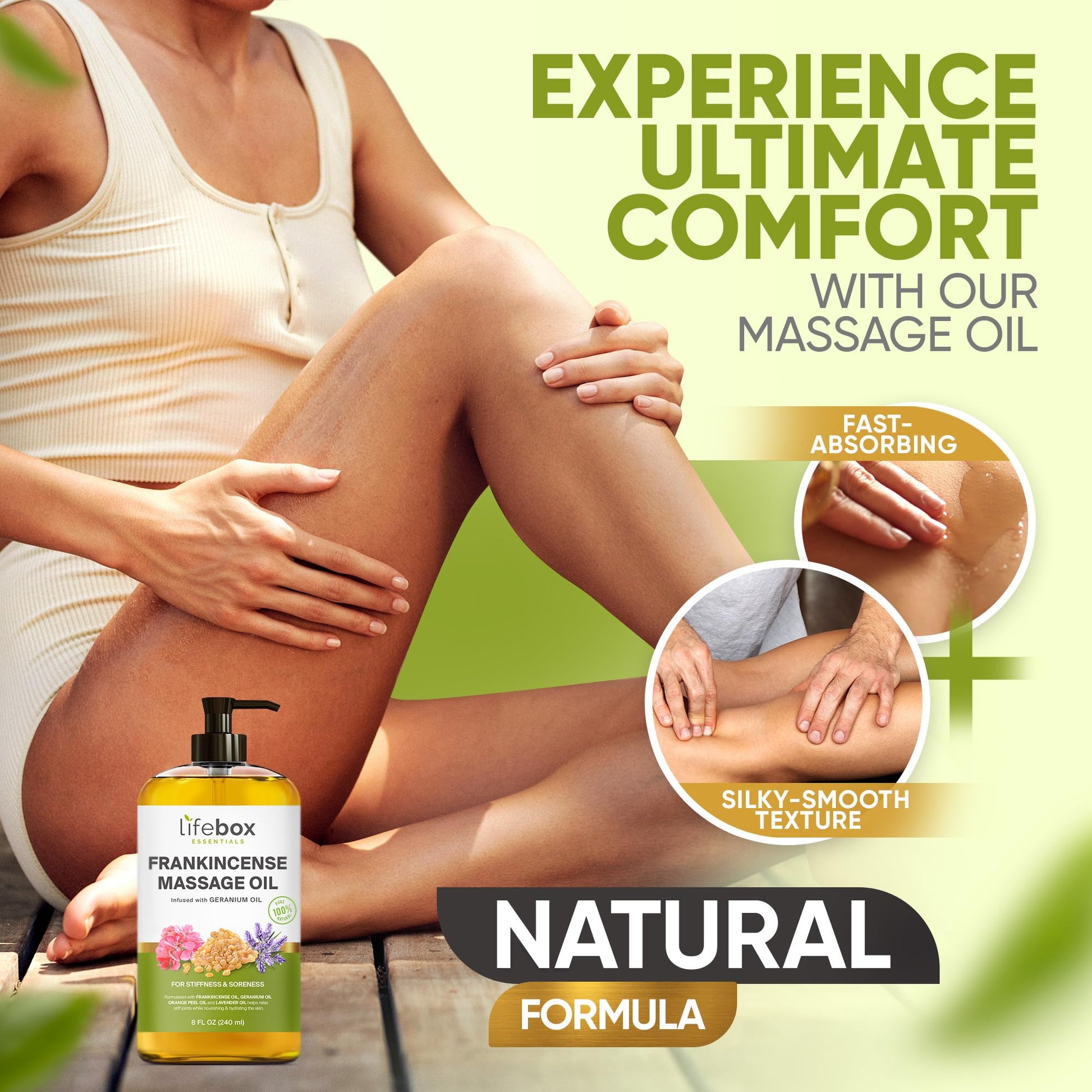 Arnica Sore Muscle Massage Oil – 100% Pure & Natural - Massage Therapy for Muscles & Joints – Body Oil Infused with Arnica Extract, Lavender, Peppermint & Chamomile Oils – 8 FL OZ