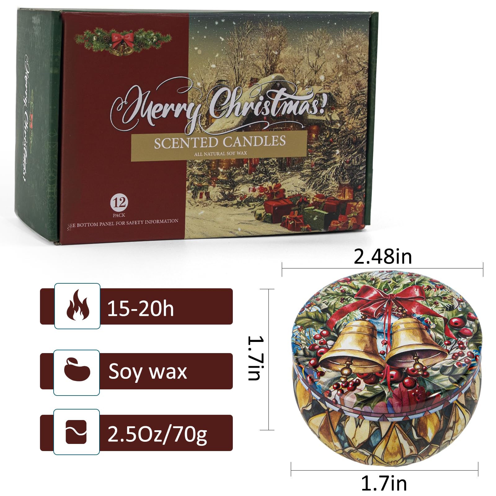 Scented Candles Gift Set,12 Pack Candles for Home Scented, 300 Hour Long Lasting Soy Wax Aromatherapy Candle Set, Birthday Gifts for Women with Gift Box