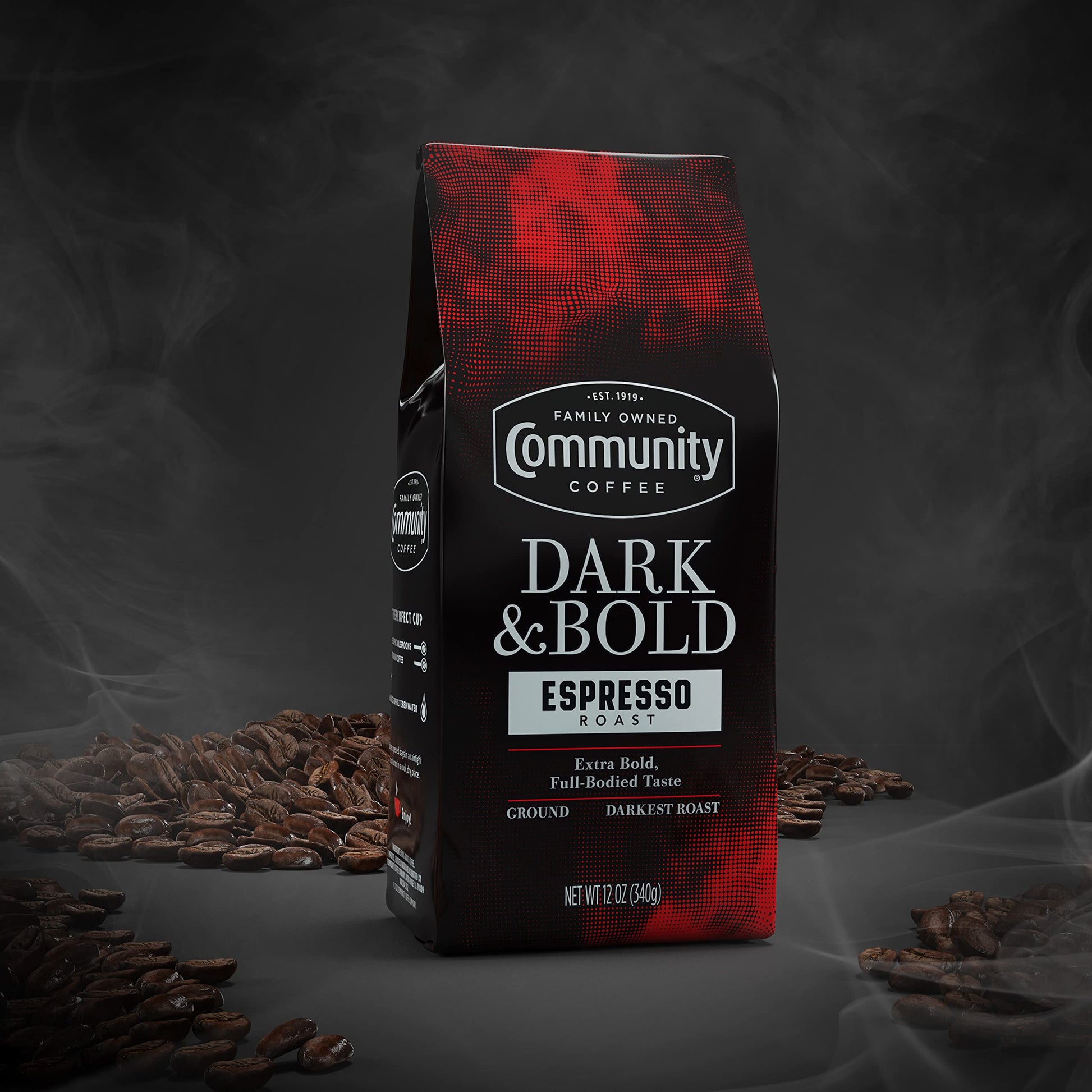 Community Coffee Dark & Bold Intense Blend, Dark Roast Ground Coffee, 12 Ounce Bag (Pack of 1)