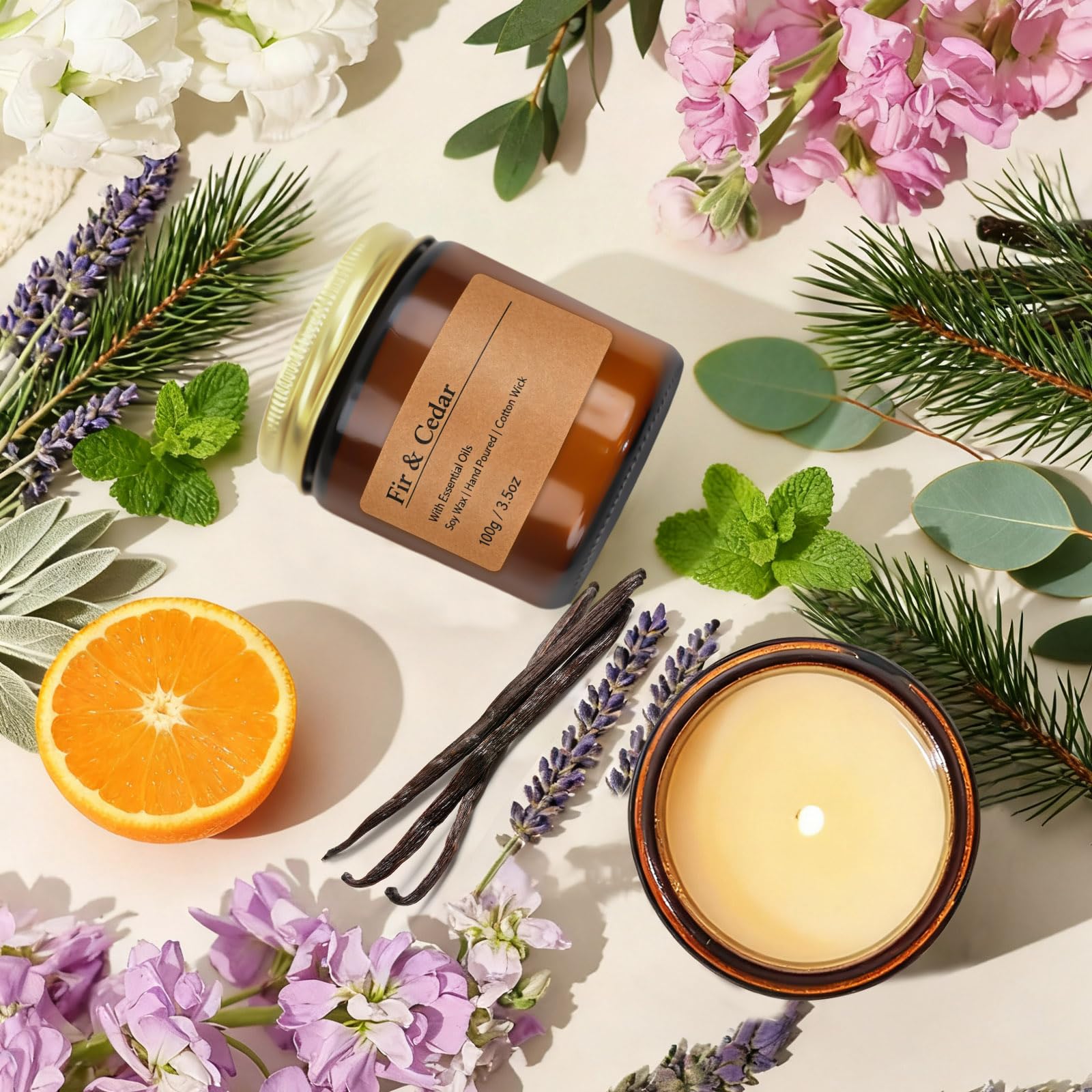 6 Pack Candles for Home Scented Aromatherapy Candle Gift Set for Women Soy Wax Long Lasting Amber Jar Candles Gift for Birthday Mother's Thanksgiving Day Present