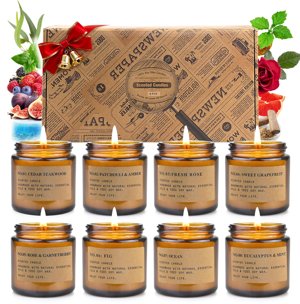 6 Pack Candles for Home Scented,Long Lasting Soy Candles for Home,Holiday Scented Candle Gift Set with Cinnamon Apple,Pumpkin Chai&Vanilla,Natural Aromatherapy Candles,Holiday Gifts for Women