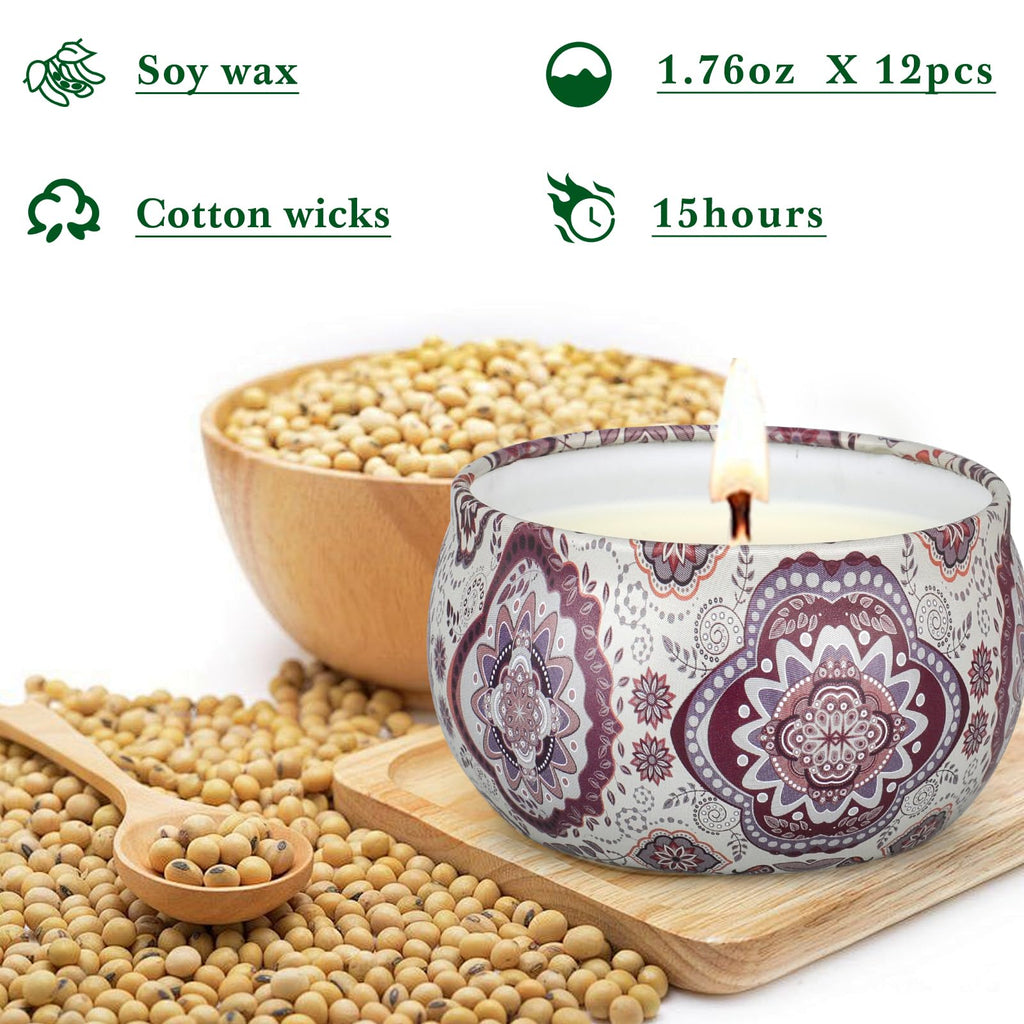 Scented Candles Gift Set,12 Pack Candles for Home Scented, 300 Hour Long Lasting Soy Wax Aromatherapy Candle Set, Birthday Gifts for Women with Gift Box