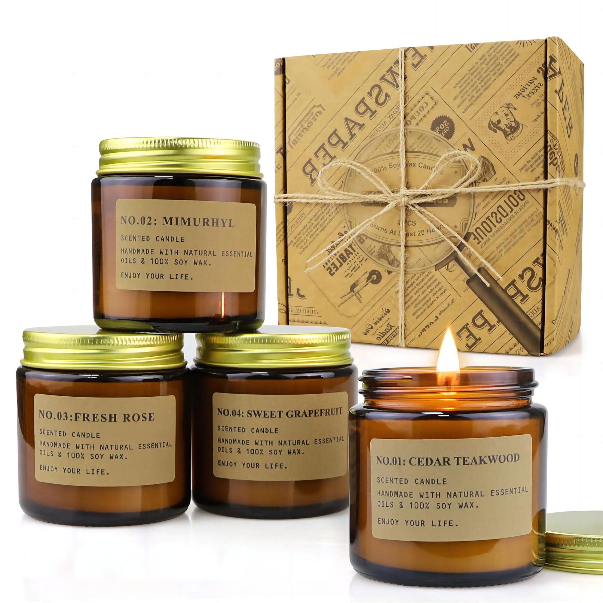 6 Pack Candles for Home Scented Aromatherapy Candle Gift Set for Women Soy Wax Long Lasting Amber Jar Candles Gift for Birthday Mother's Thanksgiving Day Present