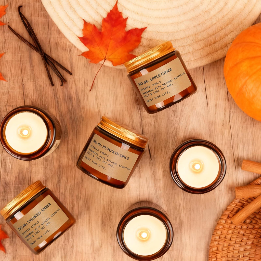 6 Pack Candles for Home Scented Aromatherapy Candle Gift Set for Women Soy Wax Long Lasting Amber Jar Candles Gift for Birthday Mother's Thanksgiving Day Present