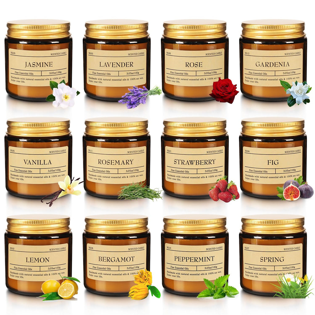 12Pack Scented Candle Set - Aromatherapy Candle Gift Set – Long Lasting Jar Candles for Men| Women, Ideal for Birthdays, Mother's Day Thanksgiving Gifts