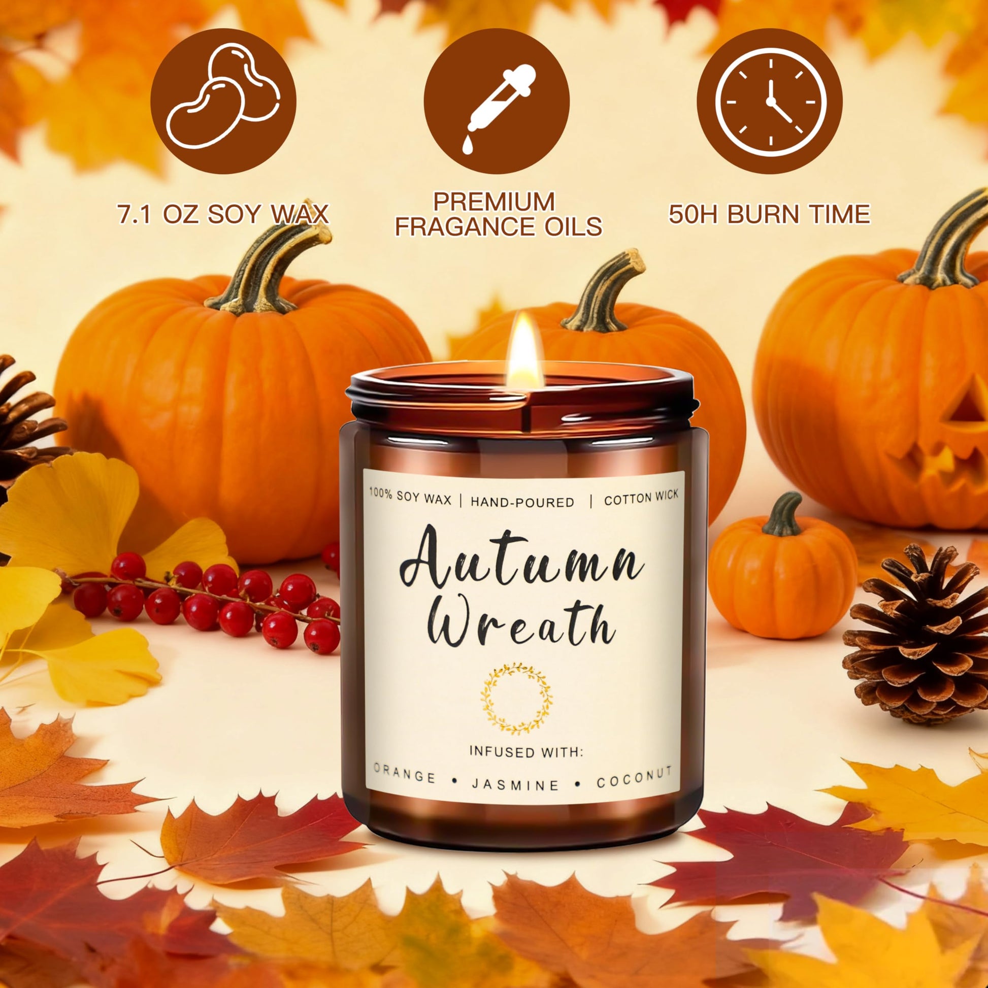 6 Pack Candles for Home Scented Aromatherapy Candle Gift Set for Women Soy Wax Long Lasting Amber Jar Candles Gift for Birthday Mother's Thanksgiving Day Present