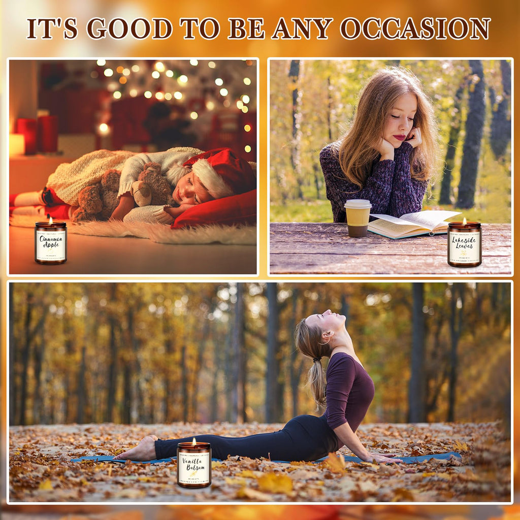 6 Pack Candles for Home Scented Aromatherapy Candle Gift Set for Women Soy Wax Long Lasting Amber Jar Candles Gift for Birthday Mother's Thanksgiving Day Present