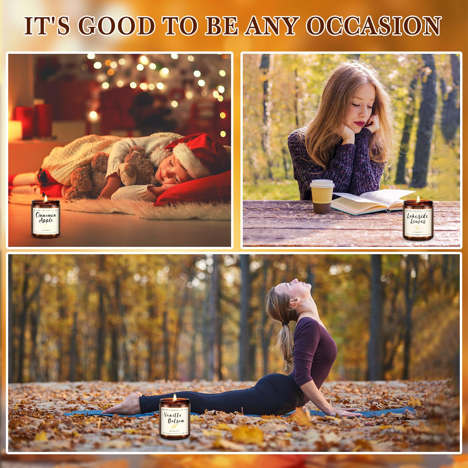 6 Pack Candles for Home Scented Aromatherapy Candle Gift Set for Women Soy Wax Long Lasting Amber Jar Candles Gift for Birthday Mother's Thanksgiving Day Present