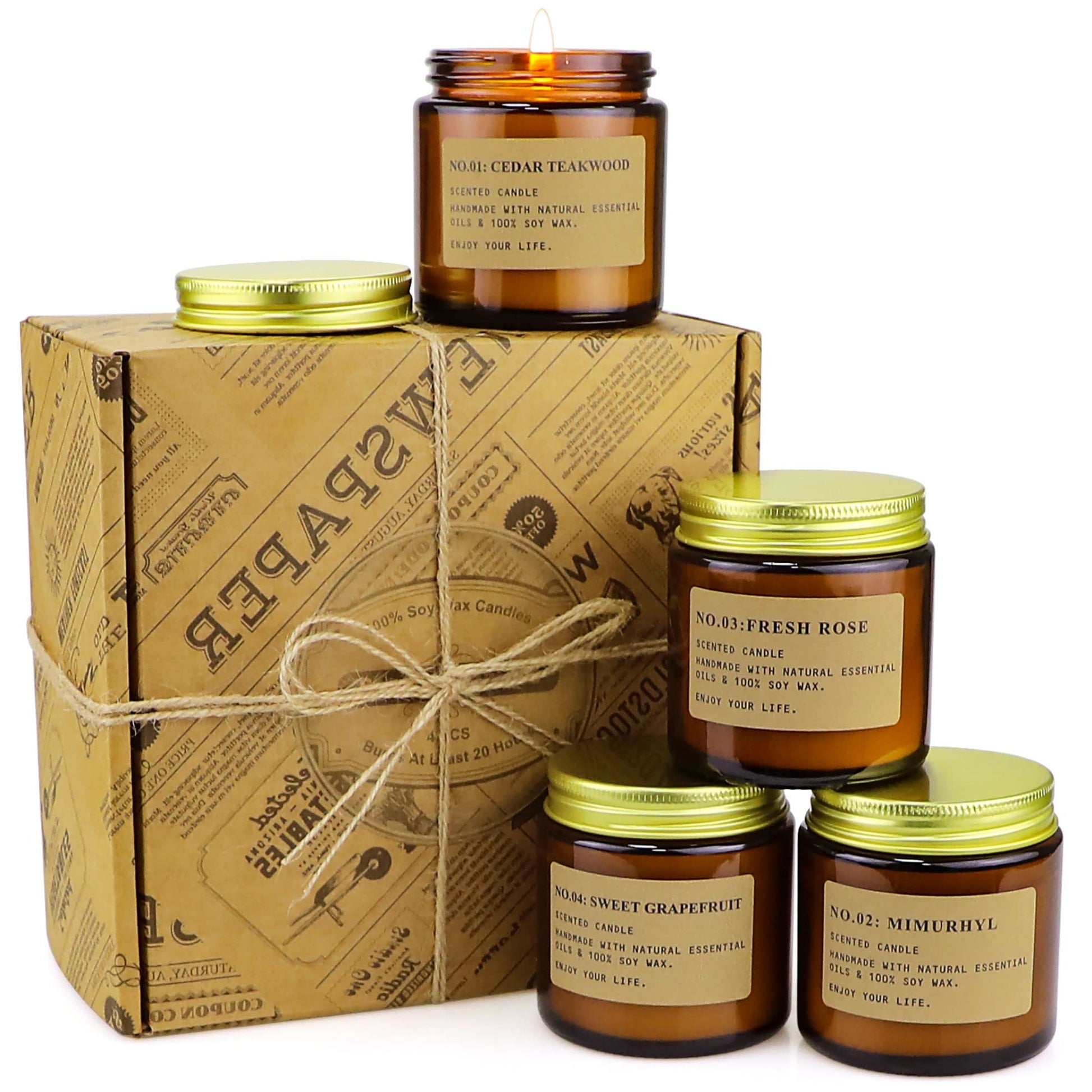 6 Pack Candles for Home Scented Aromatherapy Candle Gift Set for Women Soy Wax Long Lasting Amber Jar Candles Gift for Birthday Mother's Thanksgiving Day Present