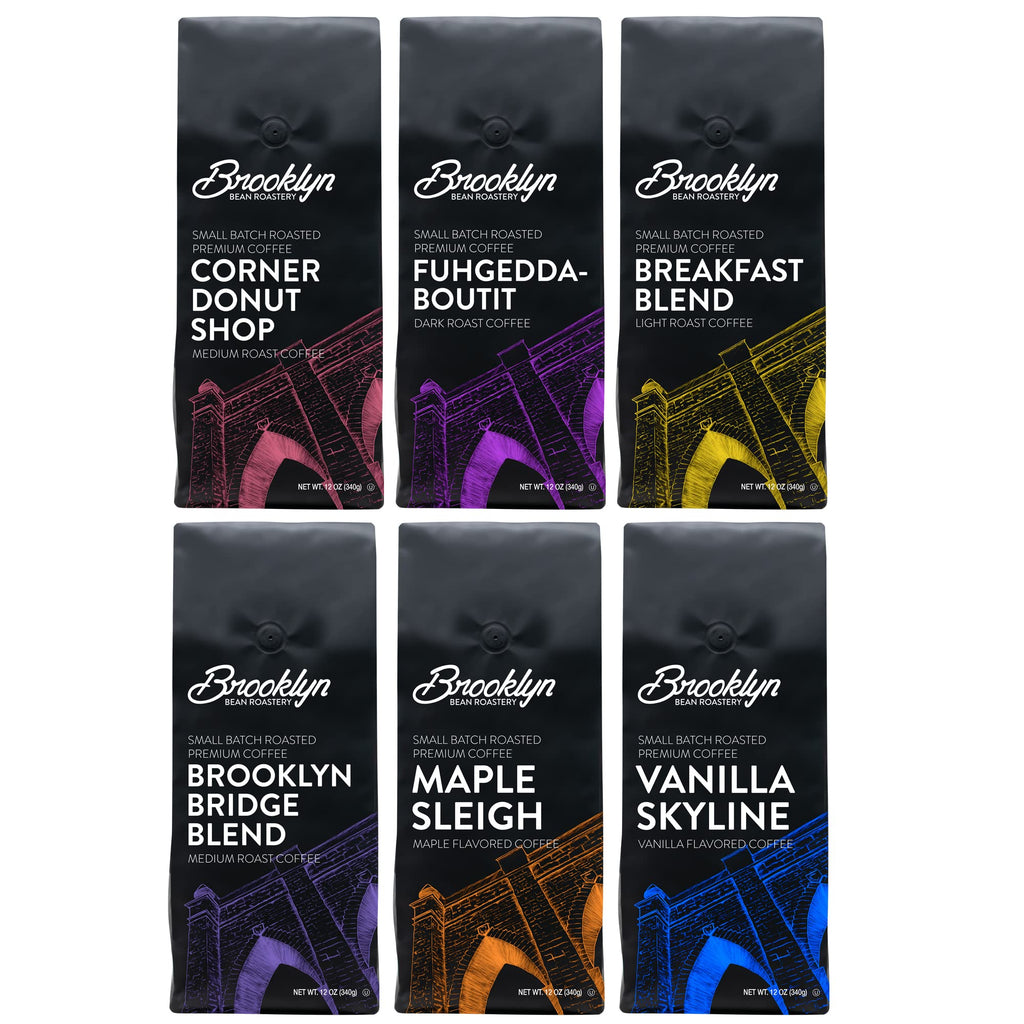 Brooklyn Beans Maple Sleigh 100% Arabica Craft Roasted Ground Coffee, Premium Maple Flavored Roast, 12 Oz Bag