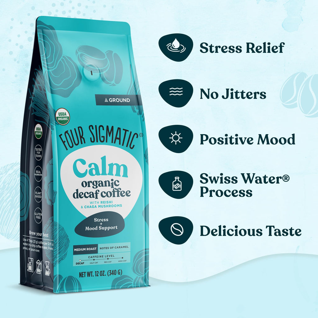 Four Sigmatic Focus Mushroom Coffee | Organic Ground Coffee with Lion's Mane Mushroom and Chaga for Better Focus and Immune Support | 12oz Bag