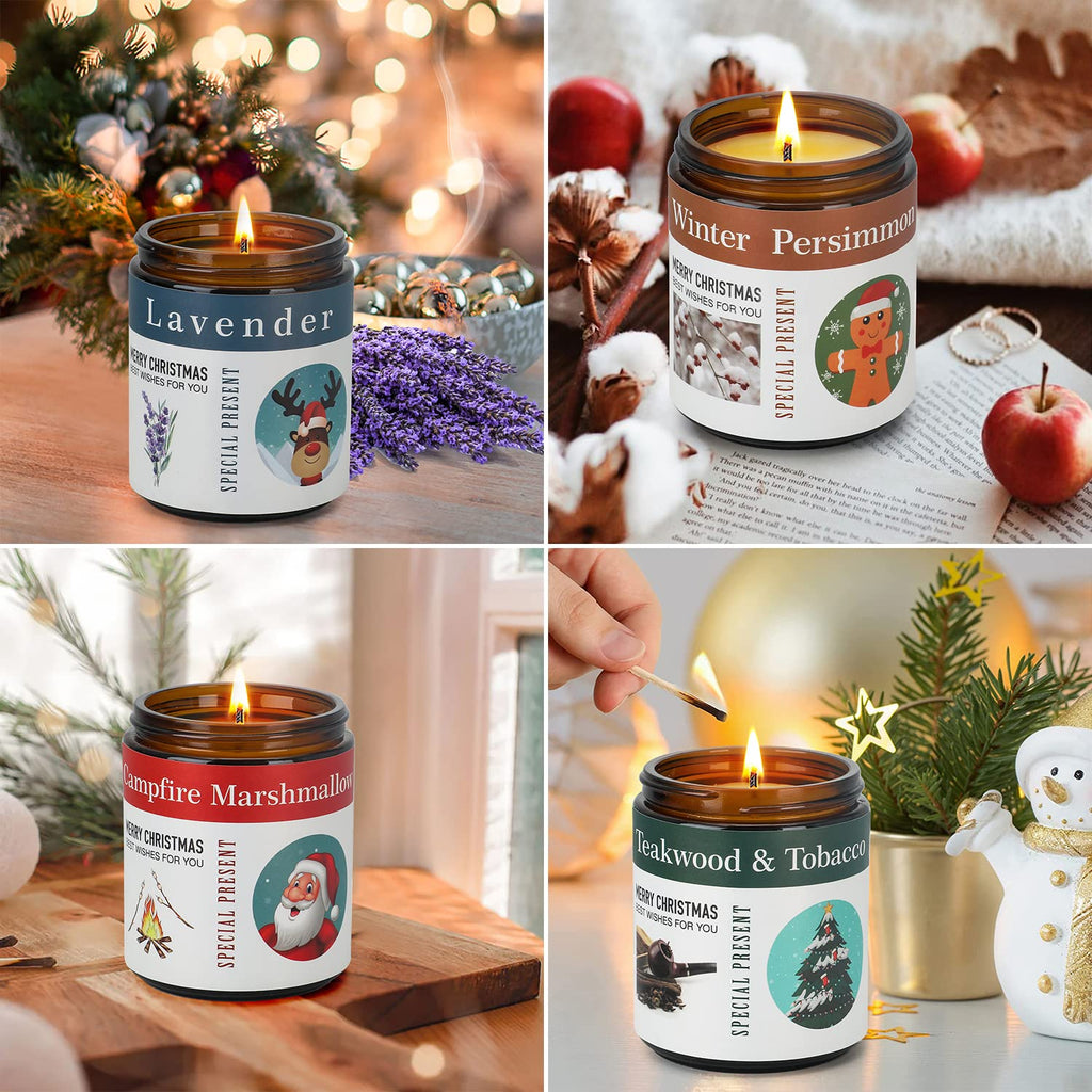 6 Pack Candles for Home Scented Aromatherapy Candle Gift Set for Women Soy Wax Long Lasting Amber Jar Candles Gift for Birthday Mother's Thanksgiving Day Present