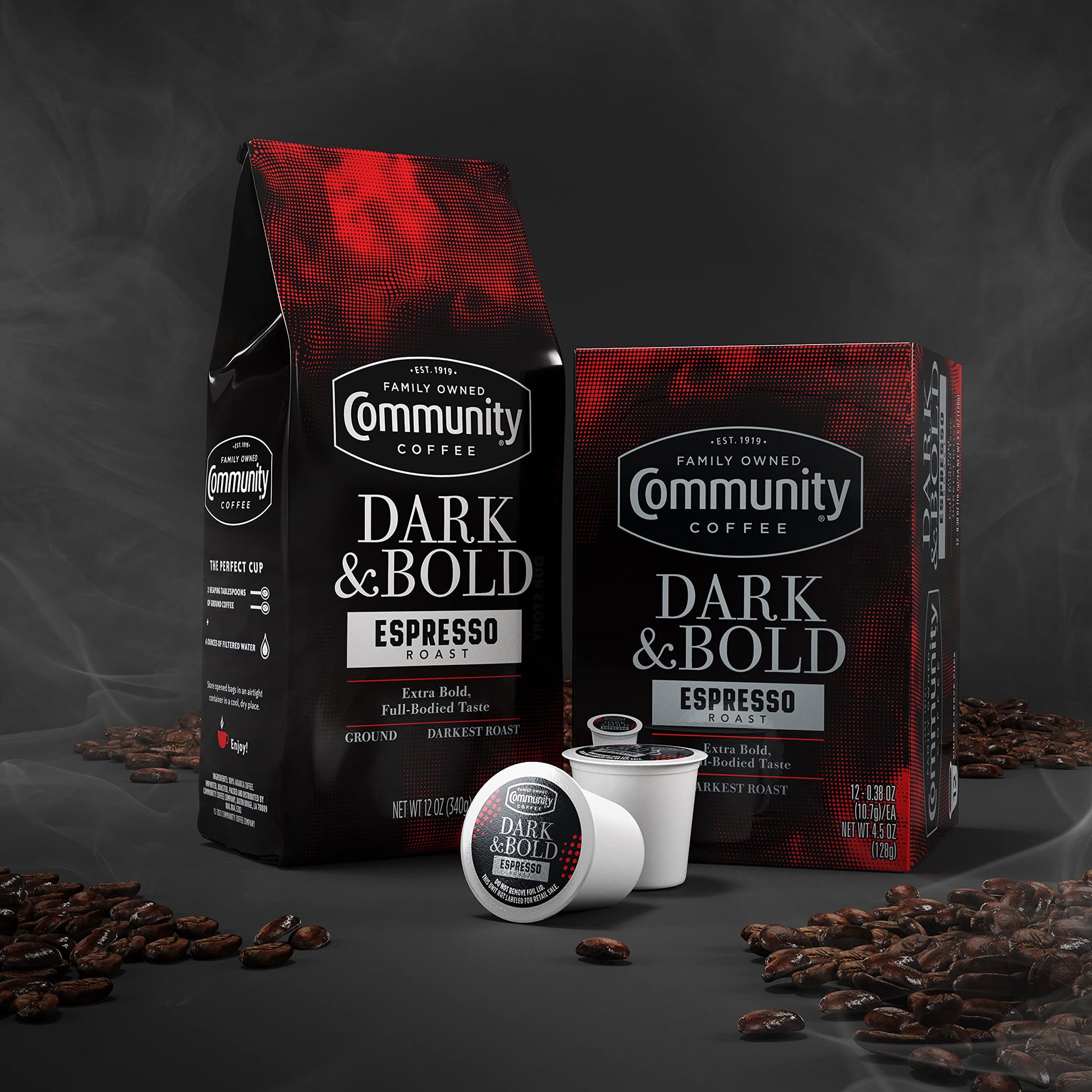 Community Coffee Dark & Bold Intense Blend, Dark Roast Ground Coffee, 12 Ounce Bag (Pack of 1)