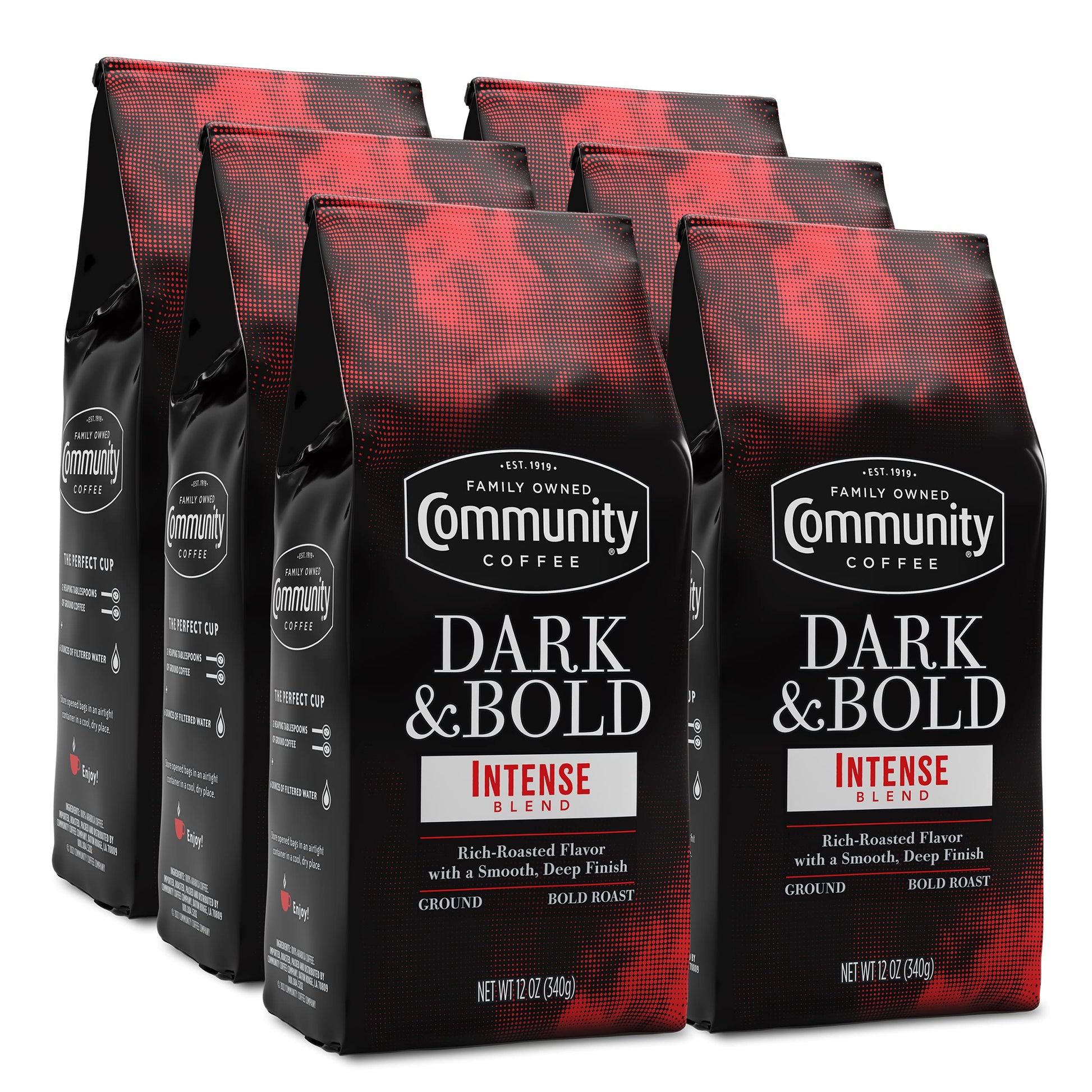 Community Coffee Dark & Bold Intense Blend, Dark Roast Ground Coffee, 12 Ounce Bag (Pack of 1)