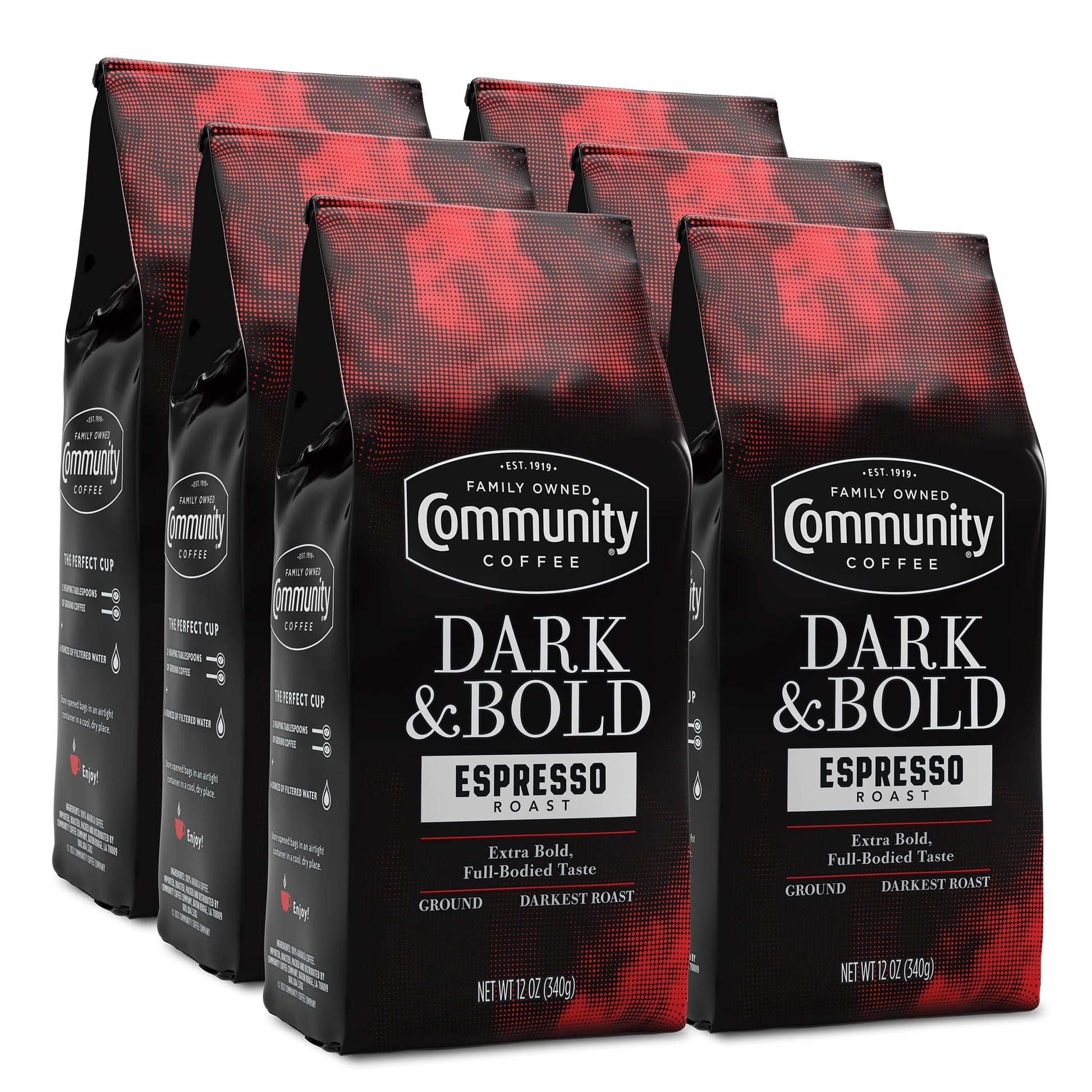 Community Coffee Dark & Bold Intense Blend, Dark Roast Ground Coffee, 12 Ounce Bag (Pack of 1)