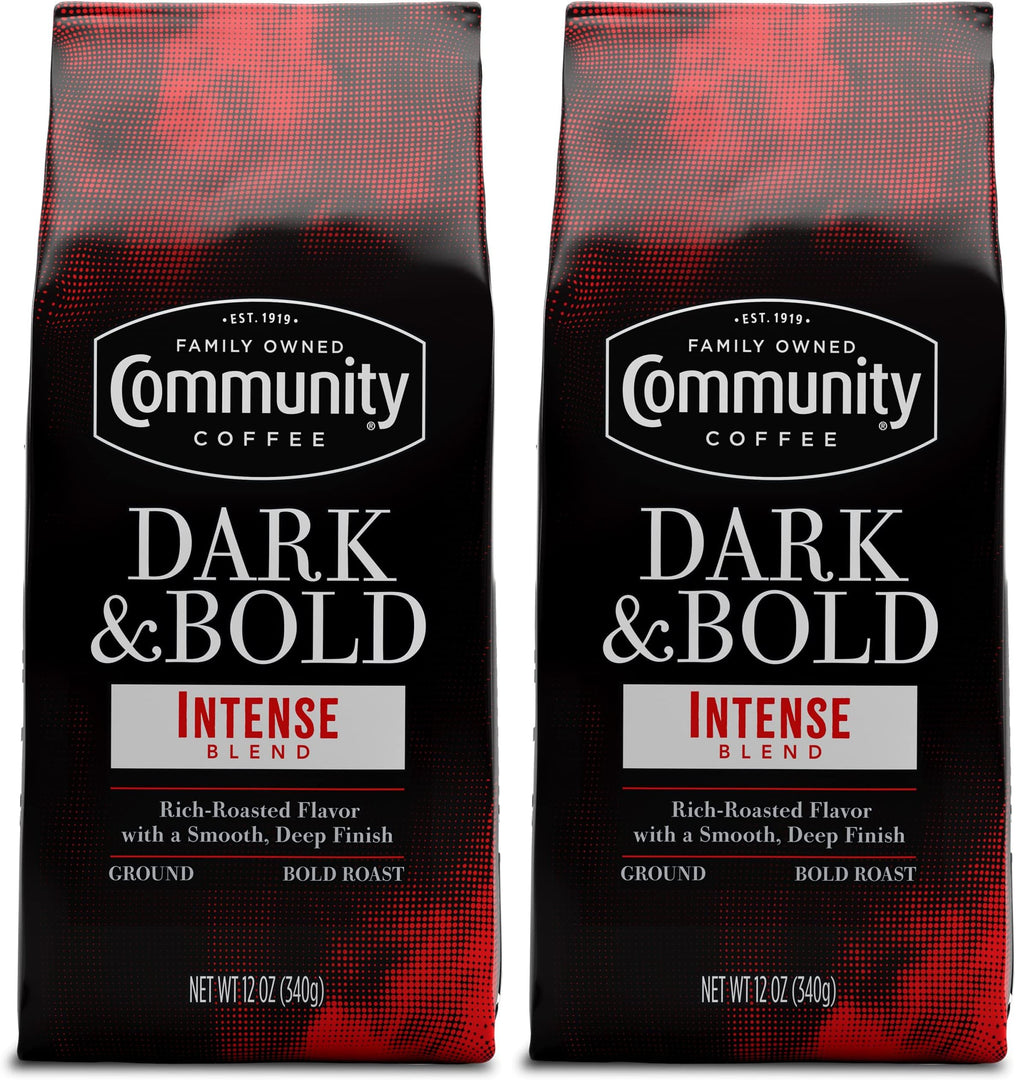 Community Coffee Dark & Bold Intense Blend, Dark Roast Ground Coffee, 12 Ounce Bag (Pack of 1)