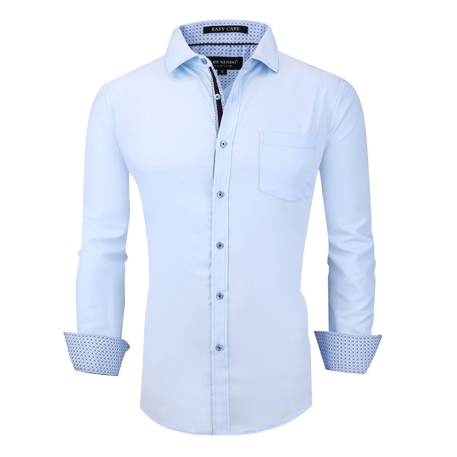 Mens Dress Shirts Wrinkle Free Regular Fit Stretch Rayon Button Down Shirt,Bl...