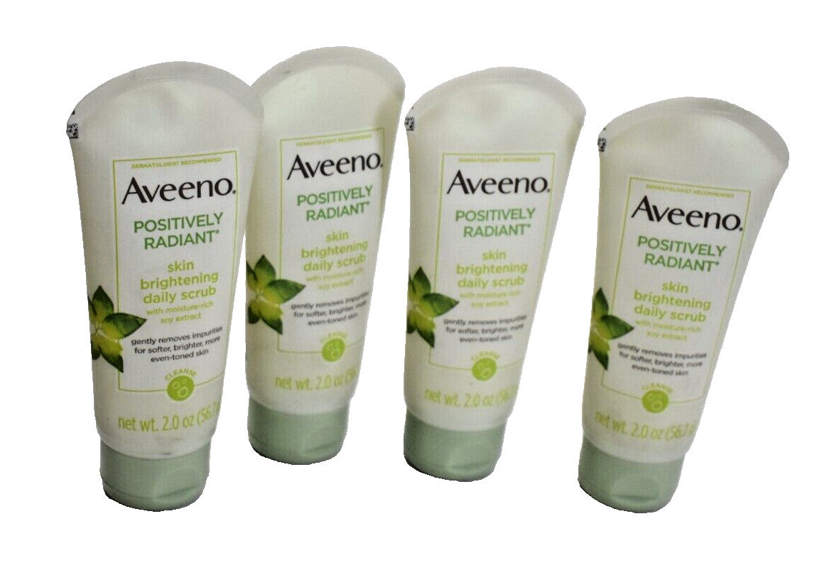 Aveeno Positively Radiant Skin Brightening Daily Scrub 2 oz each Lot of 4 New