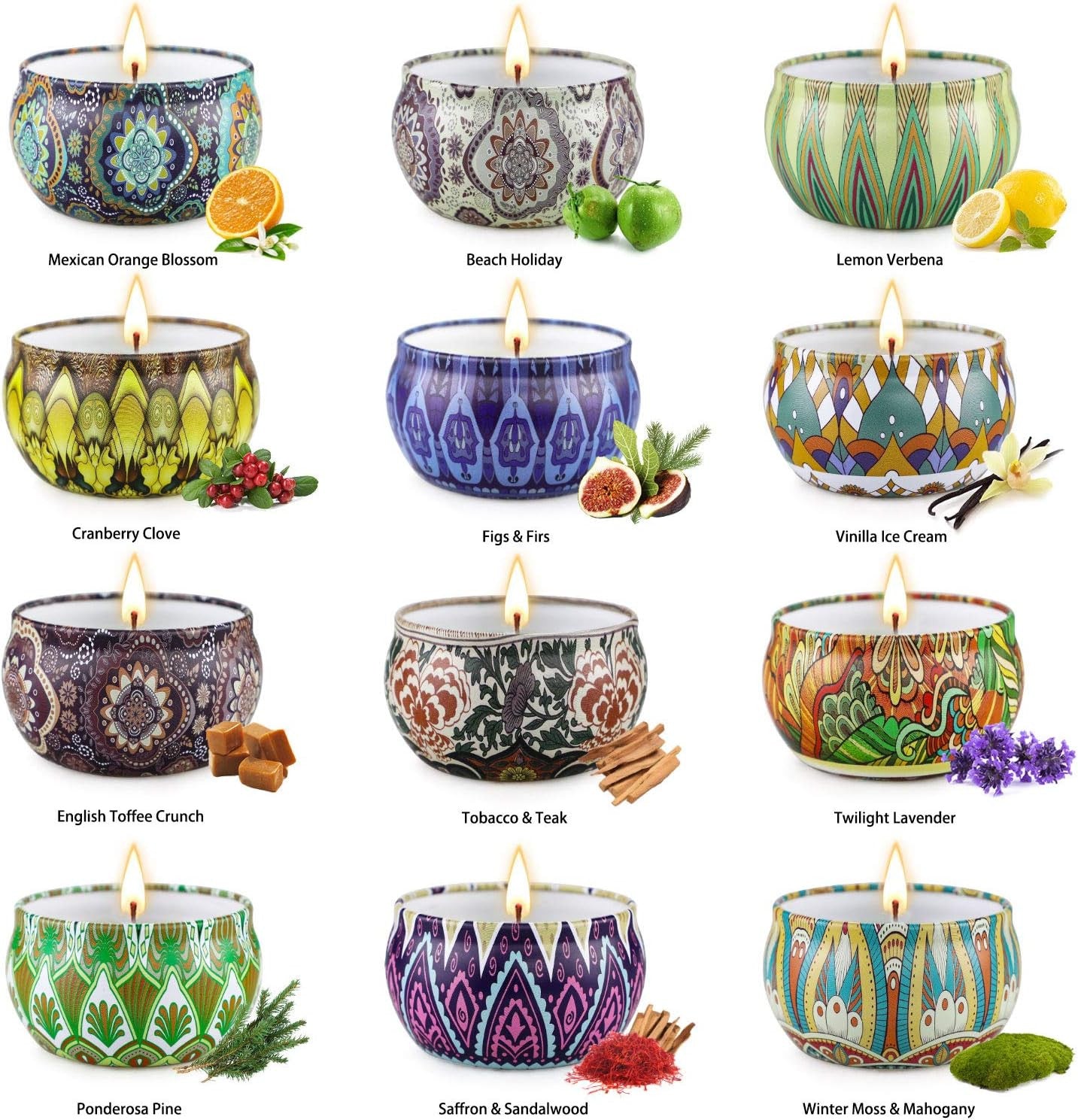 Candles Gifts for Women, 12 Pack Soy Wax Candles for Home Scented, Birthdays Tha