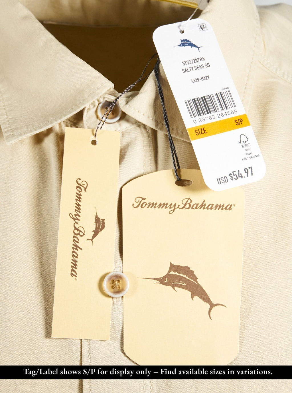 Tommy Bahama Men's Shirt Salty Seas Marlin Logo Specially Treated Pocket S/S