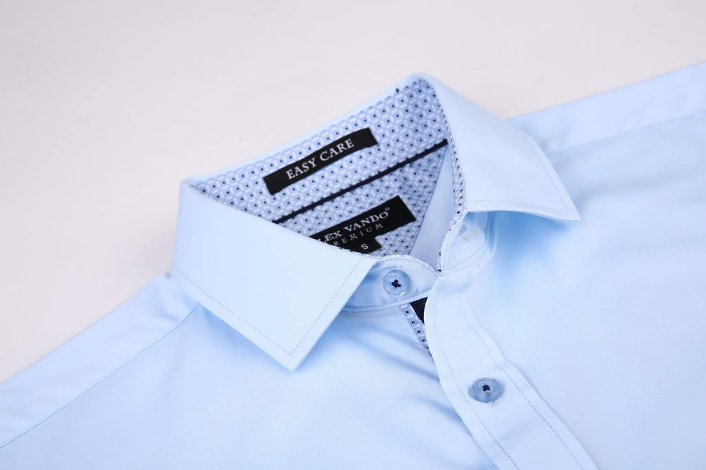 Mens Dress Shirts Wrinkle Free Regular Fit Stretch Rayon Button Down Shirt,Bl...